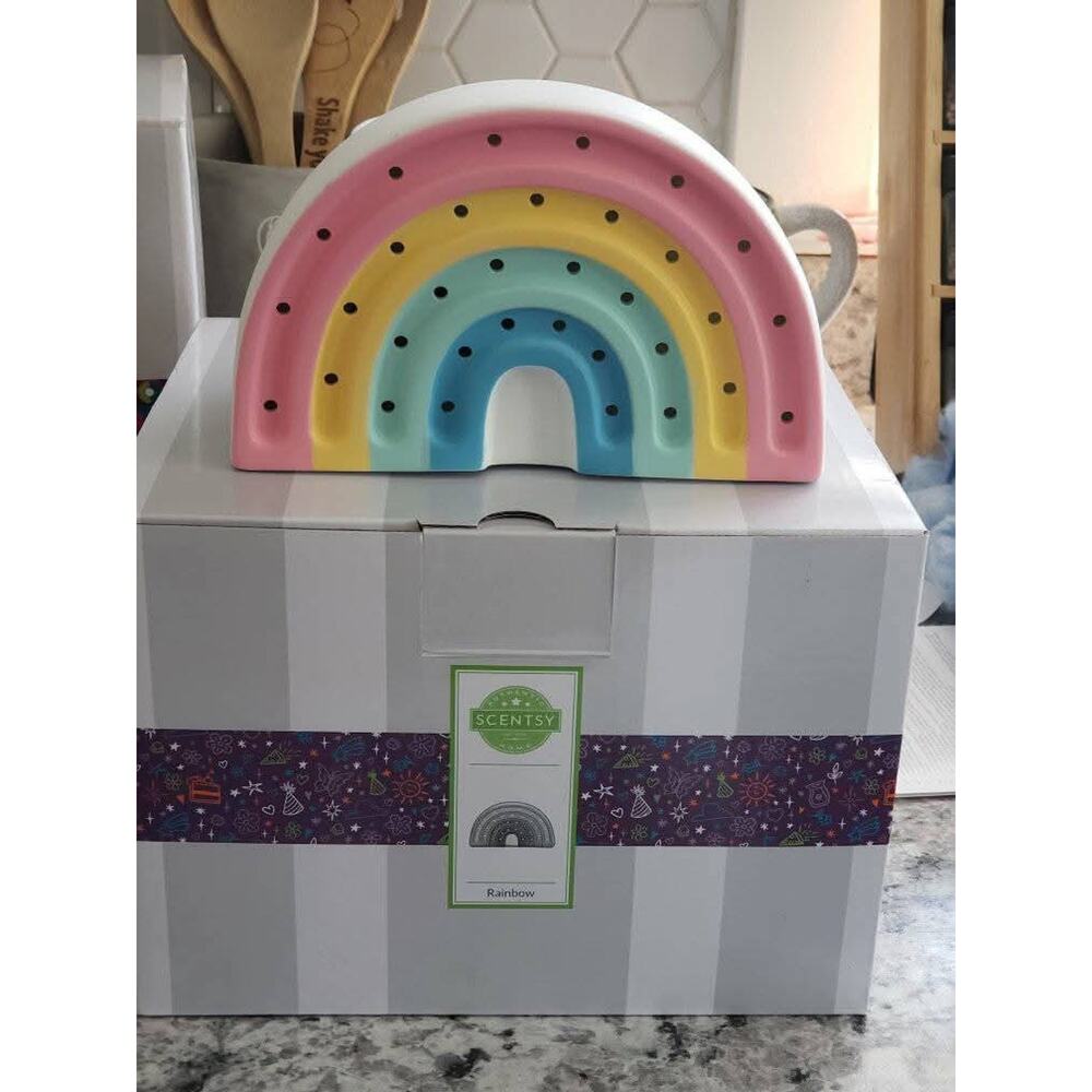 Scentsy Rainbow Wax Warmer Ceramic Pastel Rainbow New In Box Nursery Decor